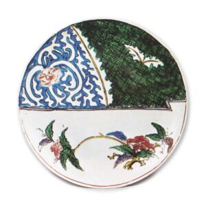 Dish with peony design, enamelled ware