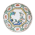 Dish with flower-and-bird design, enamelled ware