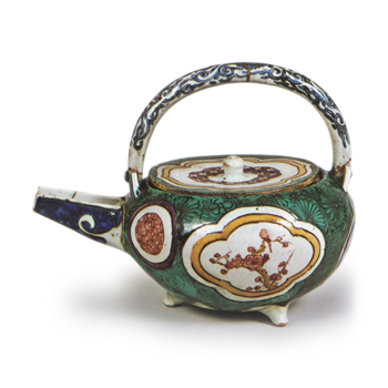 Wine ewer with flower-and-bird design, enamelled ware