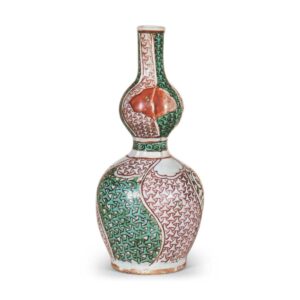 Gourd-shaped wine bottles with spiral designs, enamelled ware