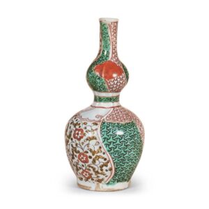 Gourd-shaped wine bottles with spiral designs, enamelled ware