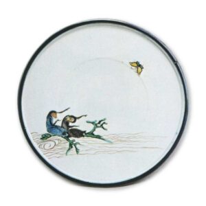 Dish with two monkey design, enamelled ware