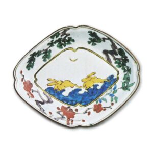 Dish with moon and hare design, enamelled ware