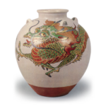 Ninsei: tea jar with dragon design, enamelled ware