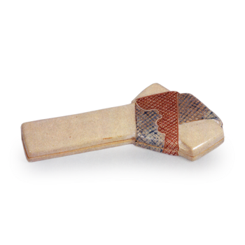 Ninsei: incense caddy in the shpape of a folded and tied letter,enamelled ware