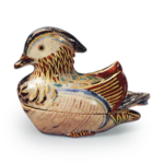 Ninsei: mandarin-duck shaped incense caddy, enamelled ware