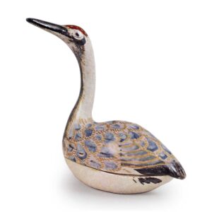 Ninsei: crane-shaped incense caddy, enamelled ware