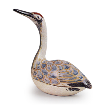 Ninsei: crane-shaped incense caddy, enamelled ware