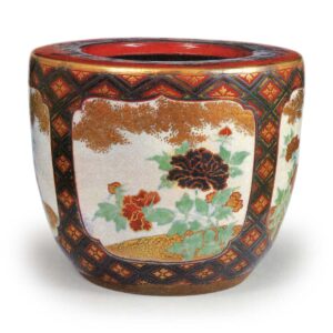 Ninsei: water jar with peony design, enamelled ware