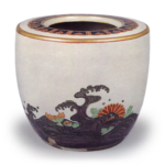 Ninsei: water jar with wave and chrysanthemum design, enamelled ware