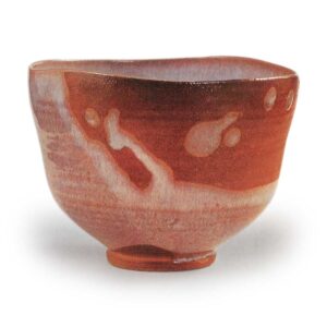 Ninsei: tea bowl, known as "kata-onami", nagare (running-down) glaze