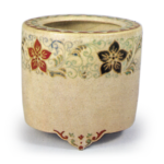 Ninsei: incense burner with clematis scroll design, enamelled ware