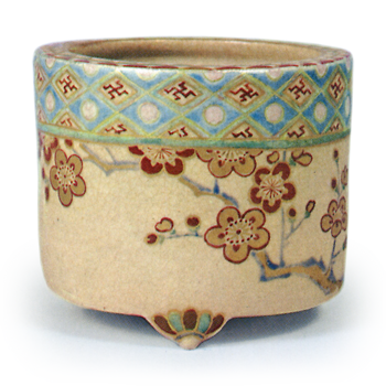 Ninsei: incense burner with plum tree design, enamelled ware