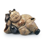 Ninsei: water dropper (for inkstone) in the shape of a Chinese baby,enamelled ware