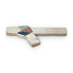 Ninsei: incense caddy in the shape of a folded and tied letter, enamelled ware