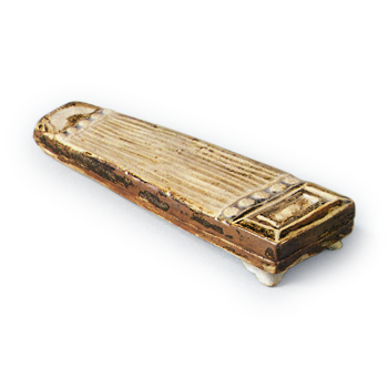 Ninsei: incense caddy in the shape of a zither, iron brown under glaze