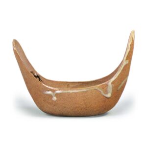 Ninsei: flower vessel in the shape of a fisherman's boat, white glaze