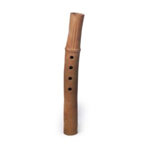 Ninsei: flower vase in the shape of a shakuhachi (vertical bamboo flute) 