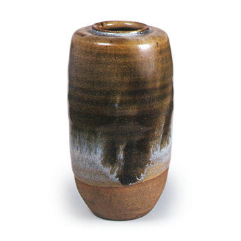 Ninsei: tea caddy of katatsuki (angular shoulder) form, amber glaze