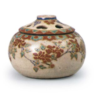 Ninsei: incense burner with peony design, enamelled ware