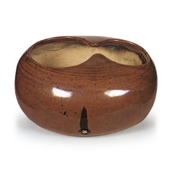 Ninsei: shallow water jar with gourd-shaped mouth, Seto glaze