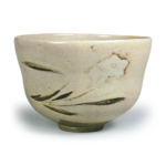 Ninsei: tea bowl with narcissus design, iron brown under glaze