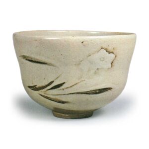 Ninsei: tea bowl with narcissus design, iron brown under glaze