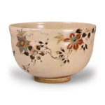 Ninsei: tea bowl with clematis design, enamelled ware