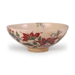 Ninsei: tea bowl with clematis design, enamelled ware