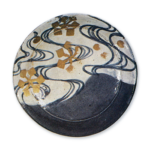 Kenzan: set of dishes with different designs, underglaze brown andblue, overglaze gold