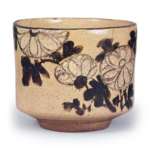 Kenzan: tea bowl with chrysanthemum design, underglaze brown andblue