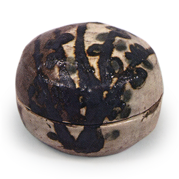 Kenzan: incense caddy with plum tree design, iron brown under glaze