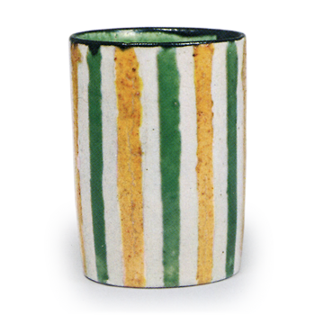 Kenzan: wine cup with straw stem design, enamelled ware.