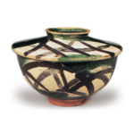 Kenzan: covered bowl with miscanthus design, enamelled ware