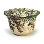 Kenzan: deep bowl with wistaria design, enamelled ware