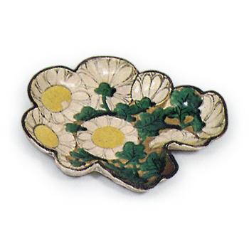 Kenzan: set of small bowls with chrysanthemum design, enamelled ware