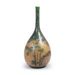 Flower vase with bamboo design, enamelled Mizoro ware