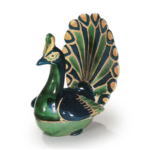 Peacock-shaped incense caddy, enamelled ware