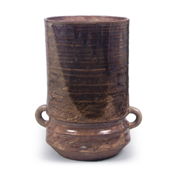 Cylindrical water jar, katami-gawari (differing-in-halves) glazes, Nogami ware