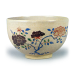 Tea bowl with peony design, enamelled Shugakuin ware