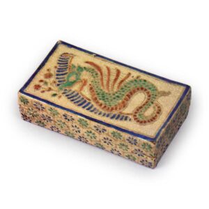 Incense caddy in the shape of a playing card, enamelled ware