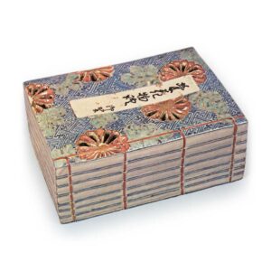 Writing box in the shape of a book with openwork chrysanthemum design, enamelled ware