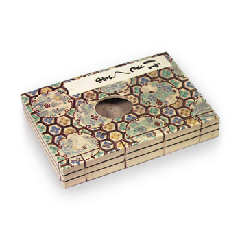 Flower vessel with yukiwa (snow crystal roundels) and tortoise shell design, enamelled were