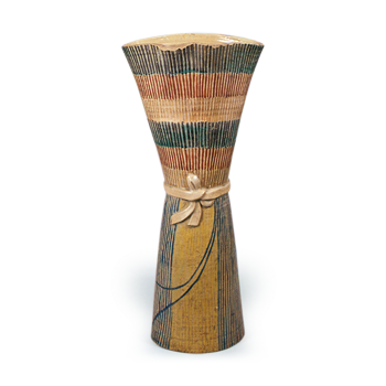 Hanging flower vase with design of mizuhiki (cord of strings for tying a gift parcel), enamelled ware