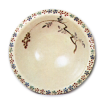 Set of small dishes with nandin tree design, enamelled Ninsei ware