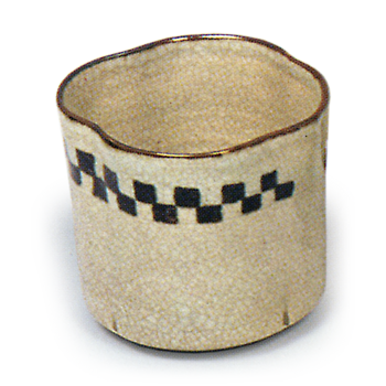 Set of wine cups with checker design, iron brown under glaze, Iwakura ware