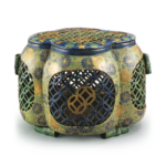 Hand warmer with openwork chrysanthemum and shippō design, enamelled ware