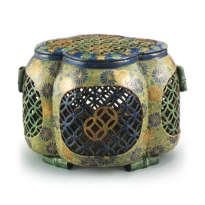 Hand warmer with openwork chrysanthemum and shippō design, enamelled ware