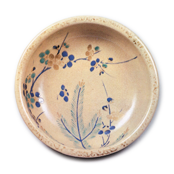 Small bowl with pine and plum design, enamelled ware