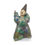 Incense burner, figure of a Sambasō dancer, enamelled ware